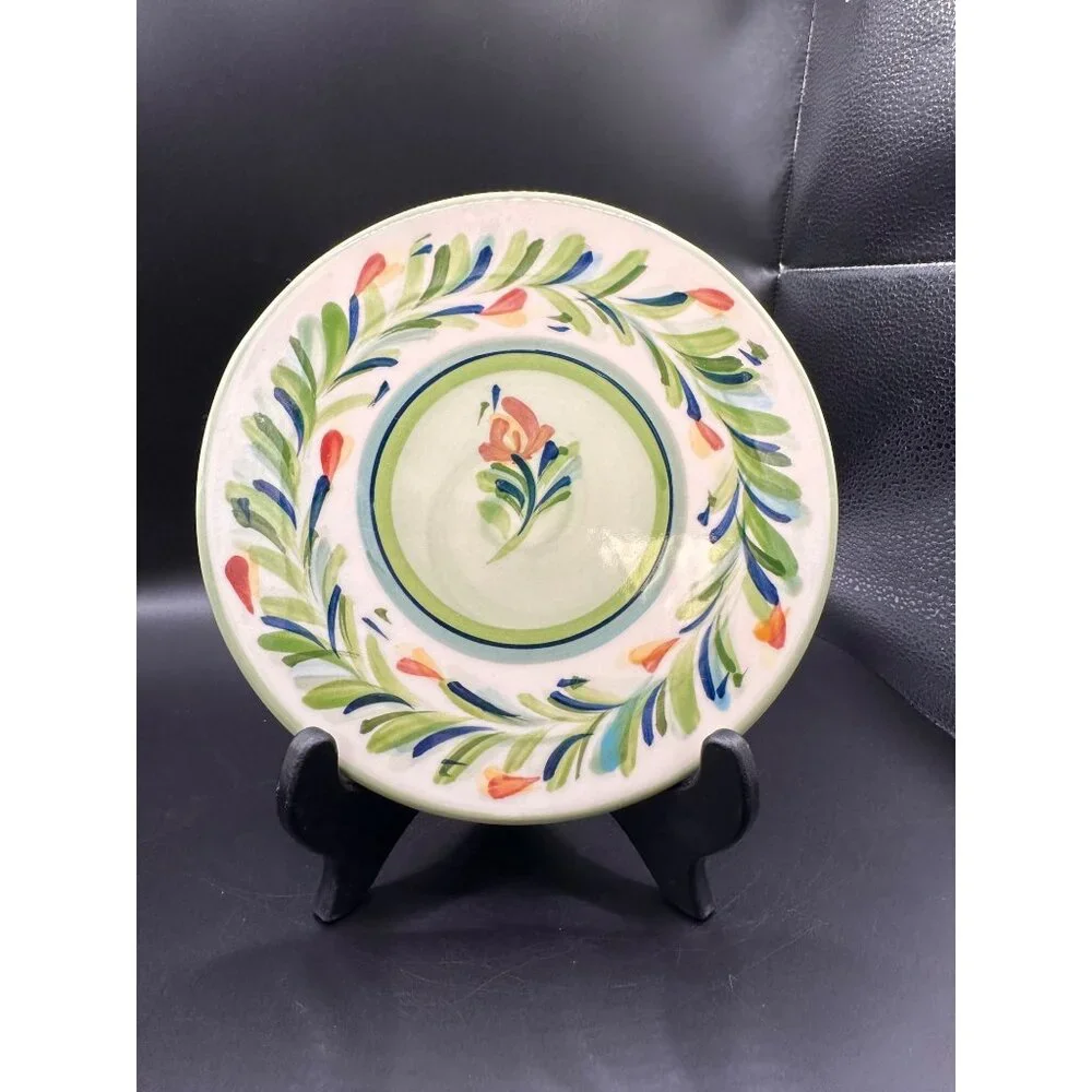 Southern Living‎ Sienna Green Garland Gail Pittman Pottery Trivet Plate 7.25”